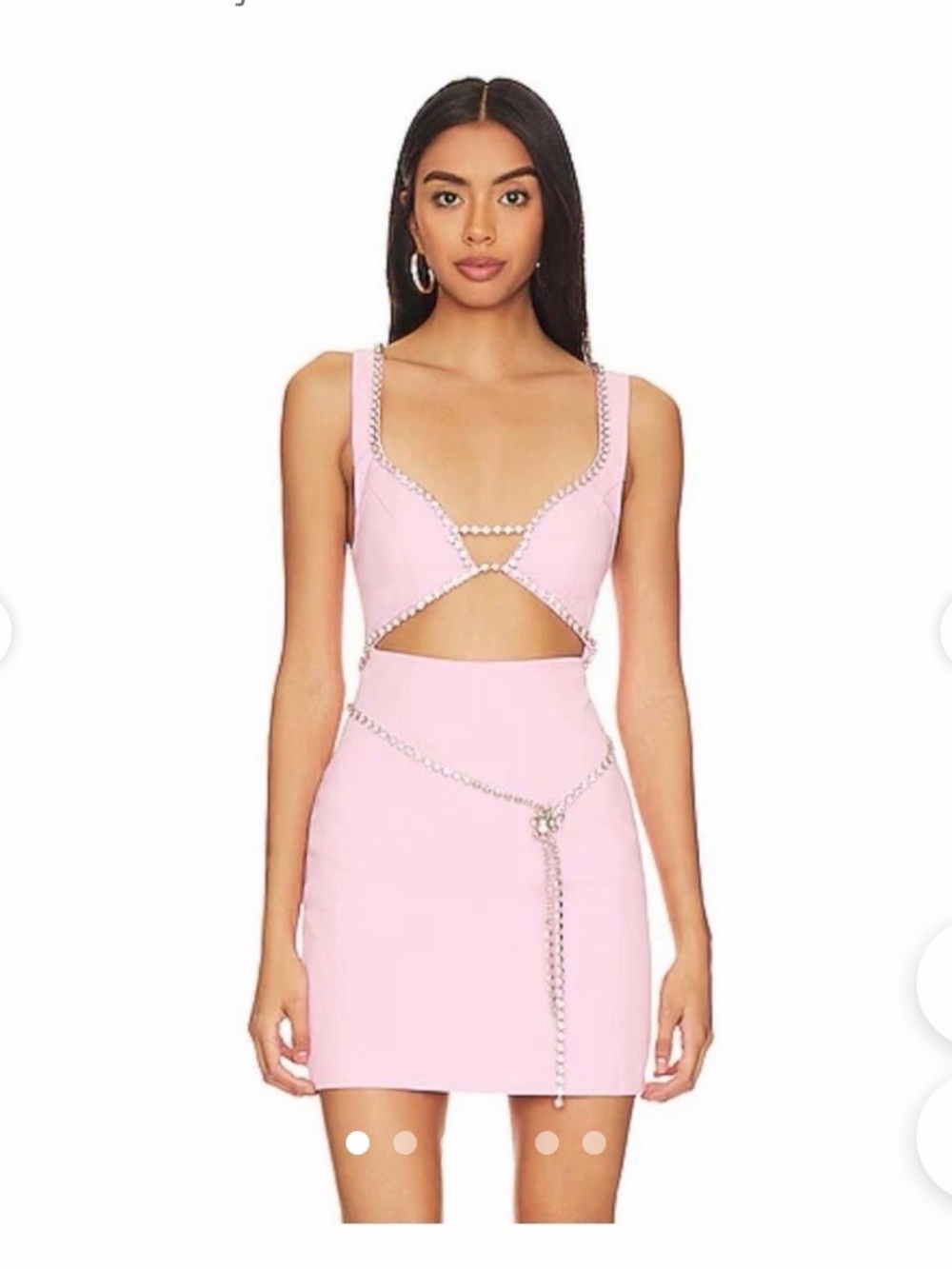 MAJORELLE Pink Cutout Mini dress with Chain NWT